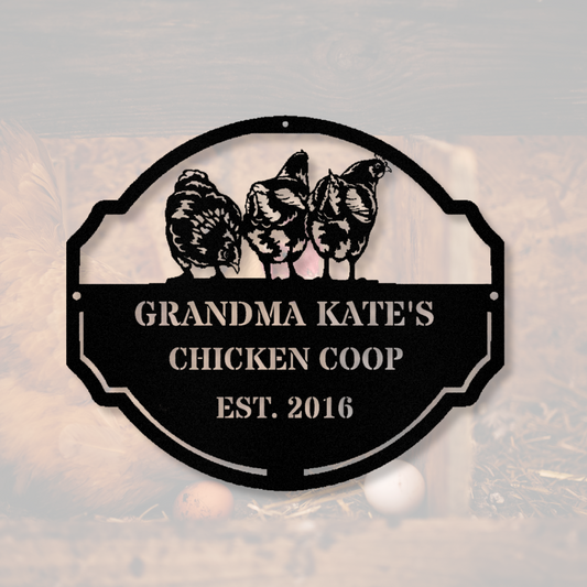 Personalized Chicken Coop Metal Sign, Custom Name Hen House Sign, Outdoor Metal Sign, Egg Shack Metal Sign Decor, Grandma Gift, Mother's Day Gift