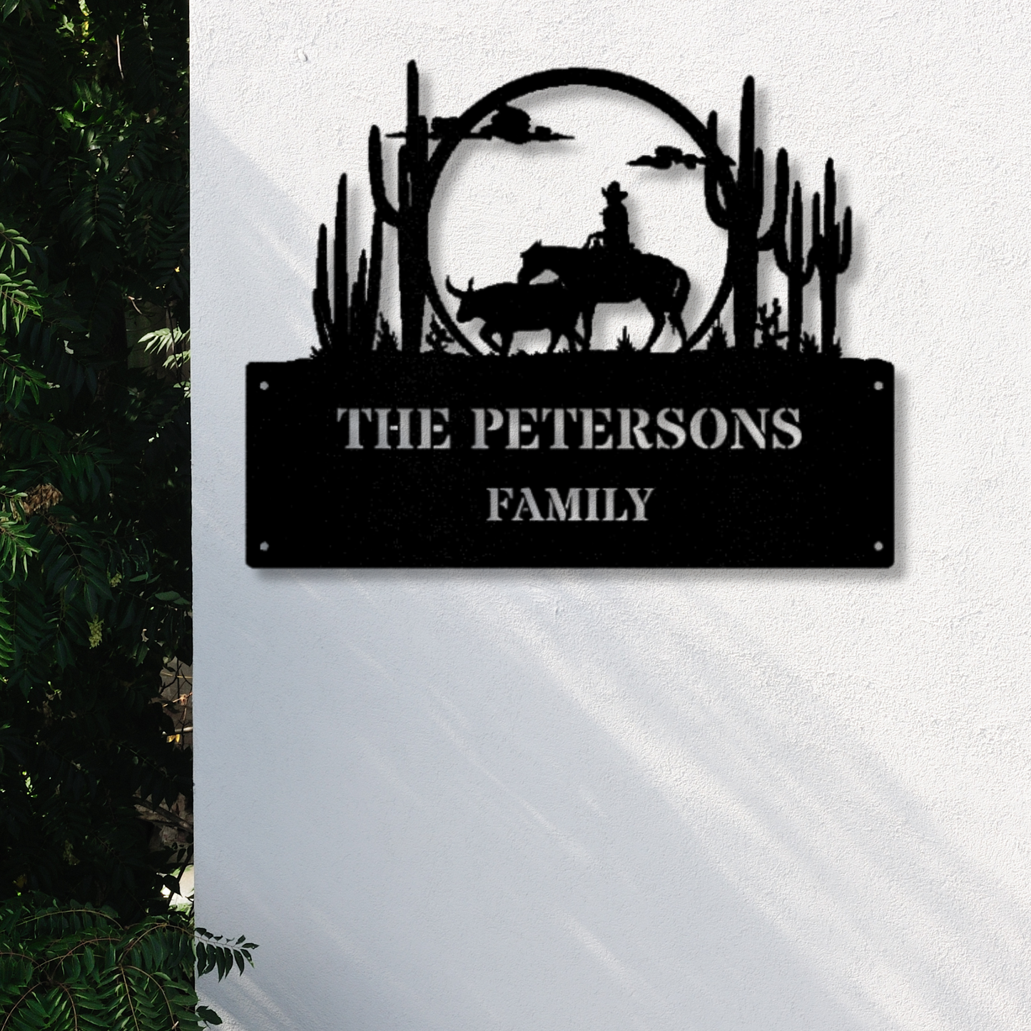 Personalized Cowboy Metal Sign, Custom Name Wall Art, Horse Farm Sign, Ranch Address Metal Sign, Equestrian Wall Art, Wedding Gift, Living Room Decor