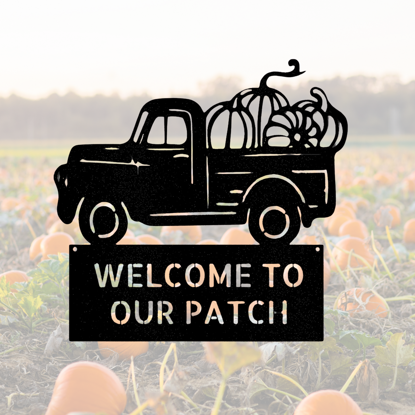 Personalized Pumpkin Truck Metal Sign, Custom Name Gift For Farmer, Indoor Outdoor Hanging, Farm Name or Family Name Metal Sign Address Sign