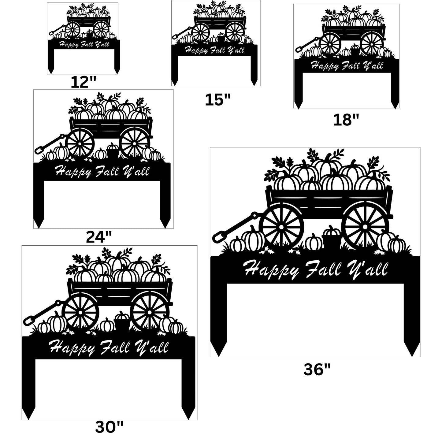 Personalized Fall Pumpkin Cart Metal Yard Sign | Custom Autumn Garden Decor | Outdoor Halloween Welcome Sign | Metal Pumpkin Patch Art