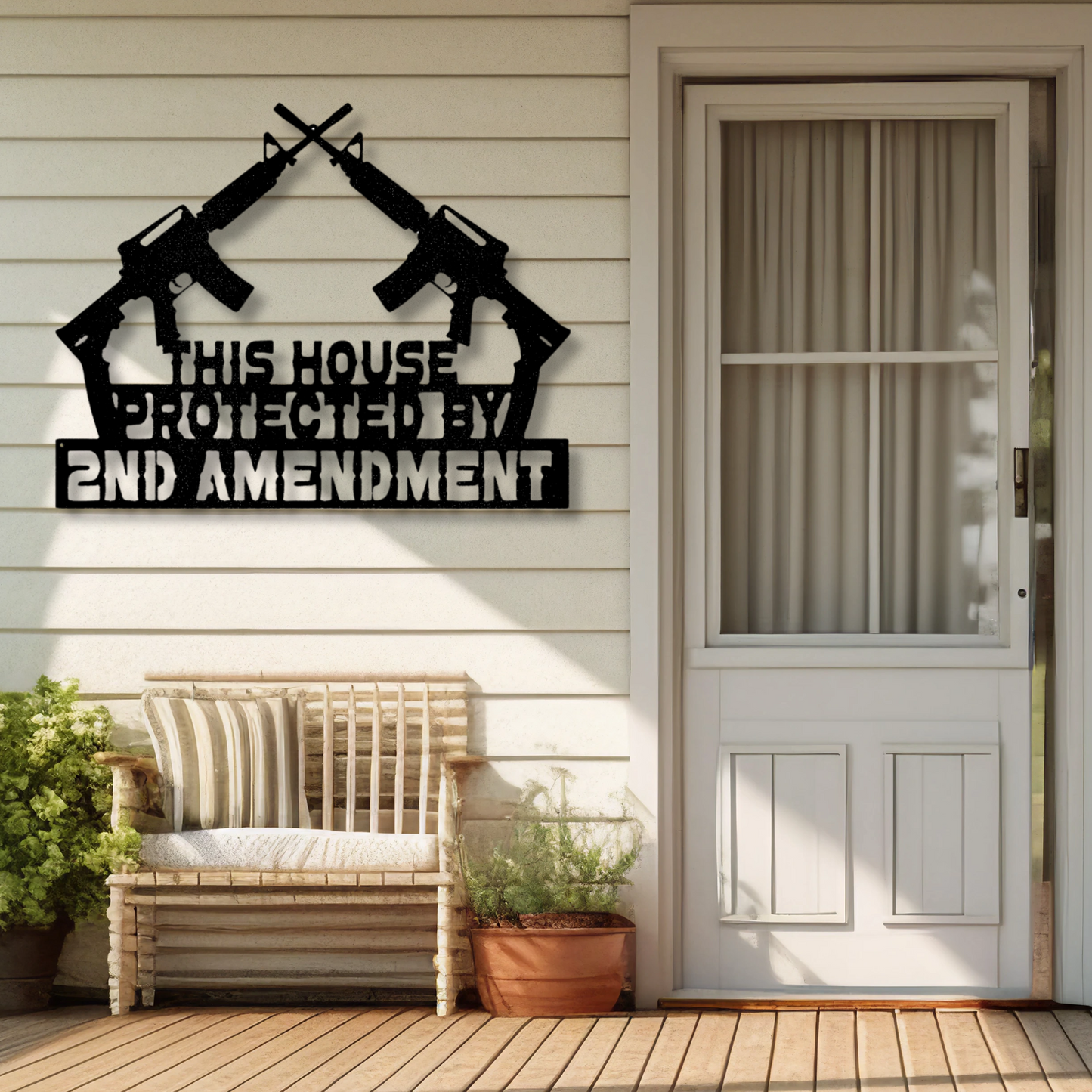 Protected by 2A Metal Steel Sign, 2nd Amendment Decor, Gun Rights Wall Art, Firearm Home Decor, NRA Gift Idea , Firearm Metal sign