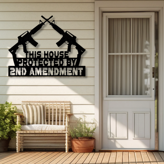 Protected by 2A Metal Steel Sign, 2nd Amendment Decor, Gun Rights Wall Art, Firearm Home Decor, NRA Gift Idea , Firearm Metal sign