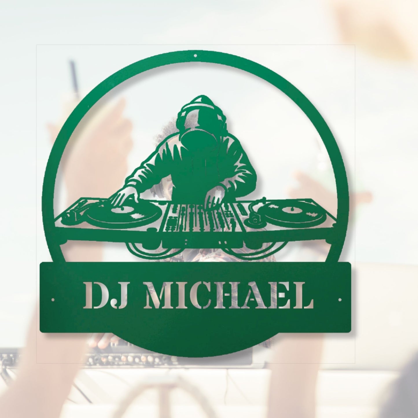 Personalized DJ Metal Wall Art, Custom DJ Gift, Music Wall Decor, DJ Studio Art, Music Lover Gift, Turntable Metal Sign, DJ Room Decor