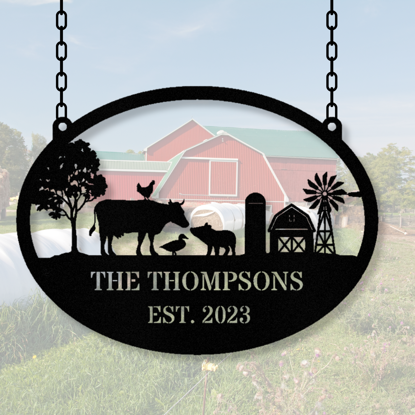 Personalized Farmhouse Metal Sign, Hanging Address Sign, Barn Metal Sign, Last Name Metal Sign