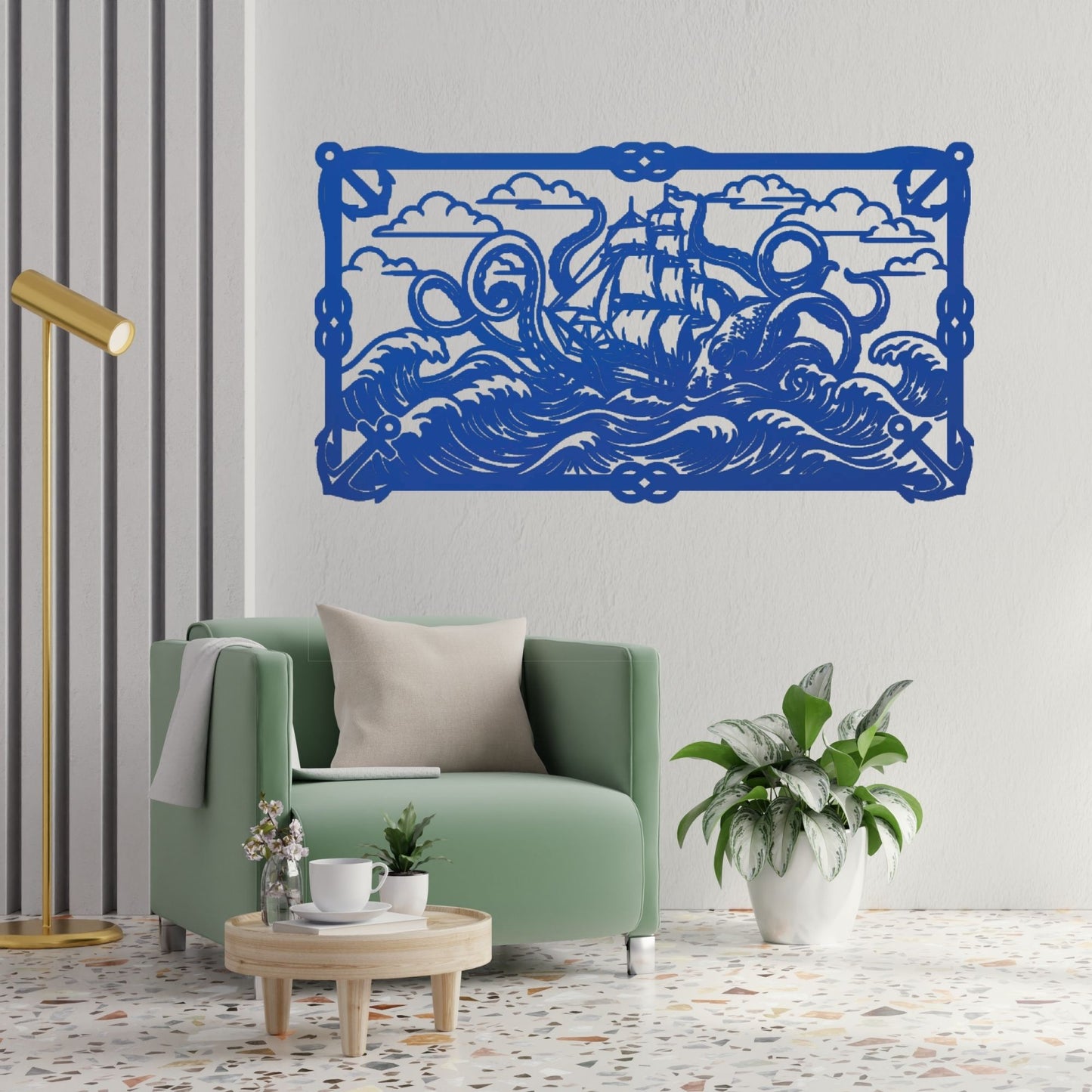 Sea Monster Metal Wall Art, Kraken Wall Decor, Ocean Creature Art, Nautical Home Decor, Voyage Art, Coastal Metal Sculpture, Marine Gift