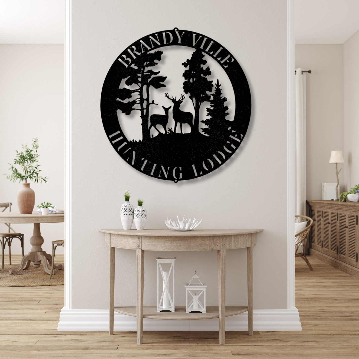 Custom Deer Scene Metal Sign, Personalized Deer In The Wild Metal Sign Gift For Hunter Dad, Hunting Resort Wall Art Decor, Cabin Wall Art Hanging.