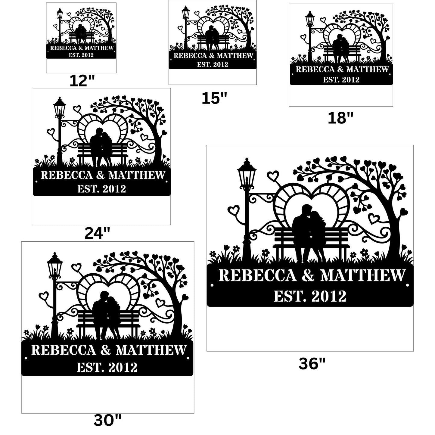 Custom couples established metal sign, personalized anniversary gift, wedding gift, metal wall art, custom home decor sign, rustic decor