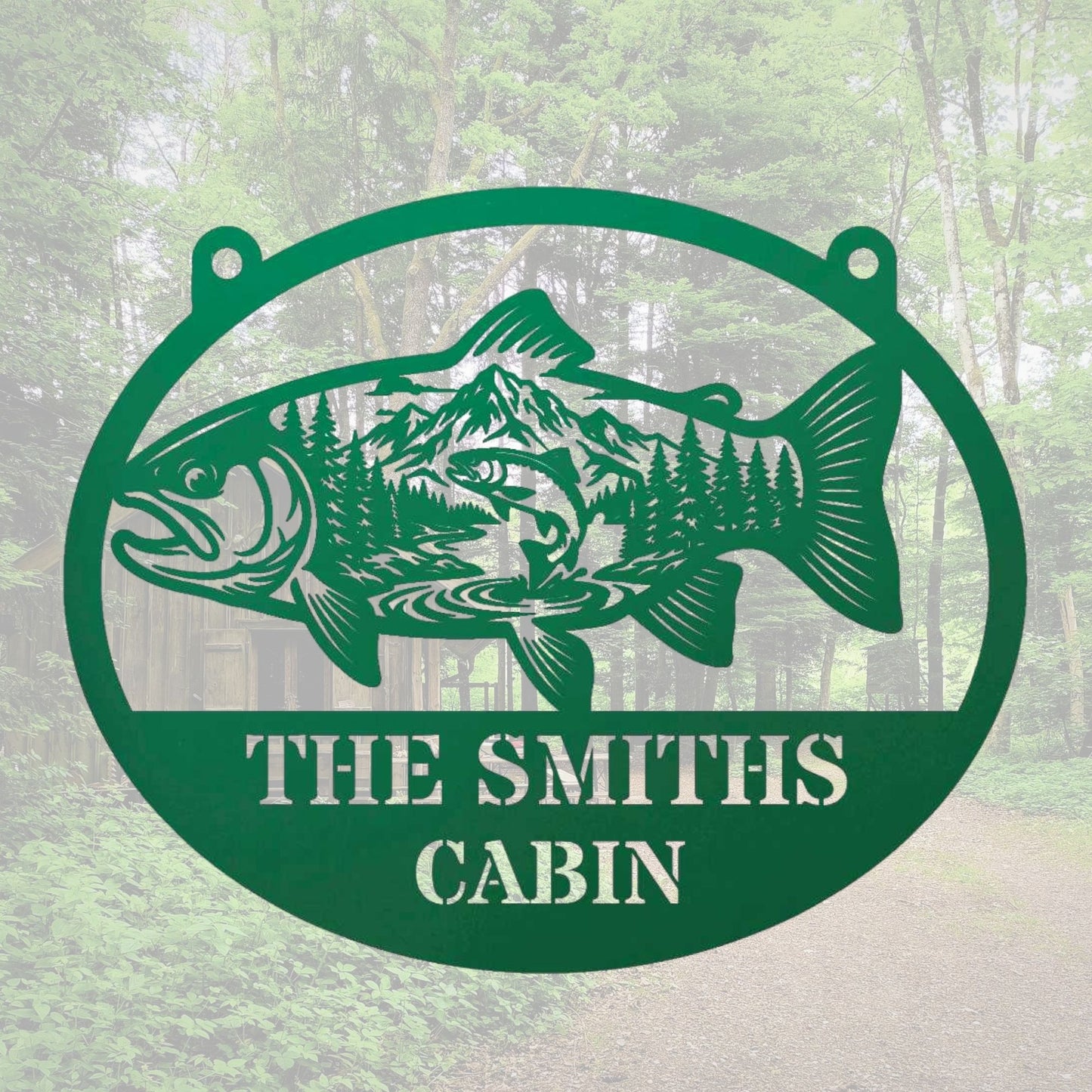 Custom Fish Metal Wall Art with Name, Personalized Mountain Decor, Father’s Day Gift, Lake House Sign, Fisherman Gift, Cabin Wall Art
