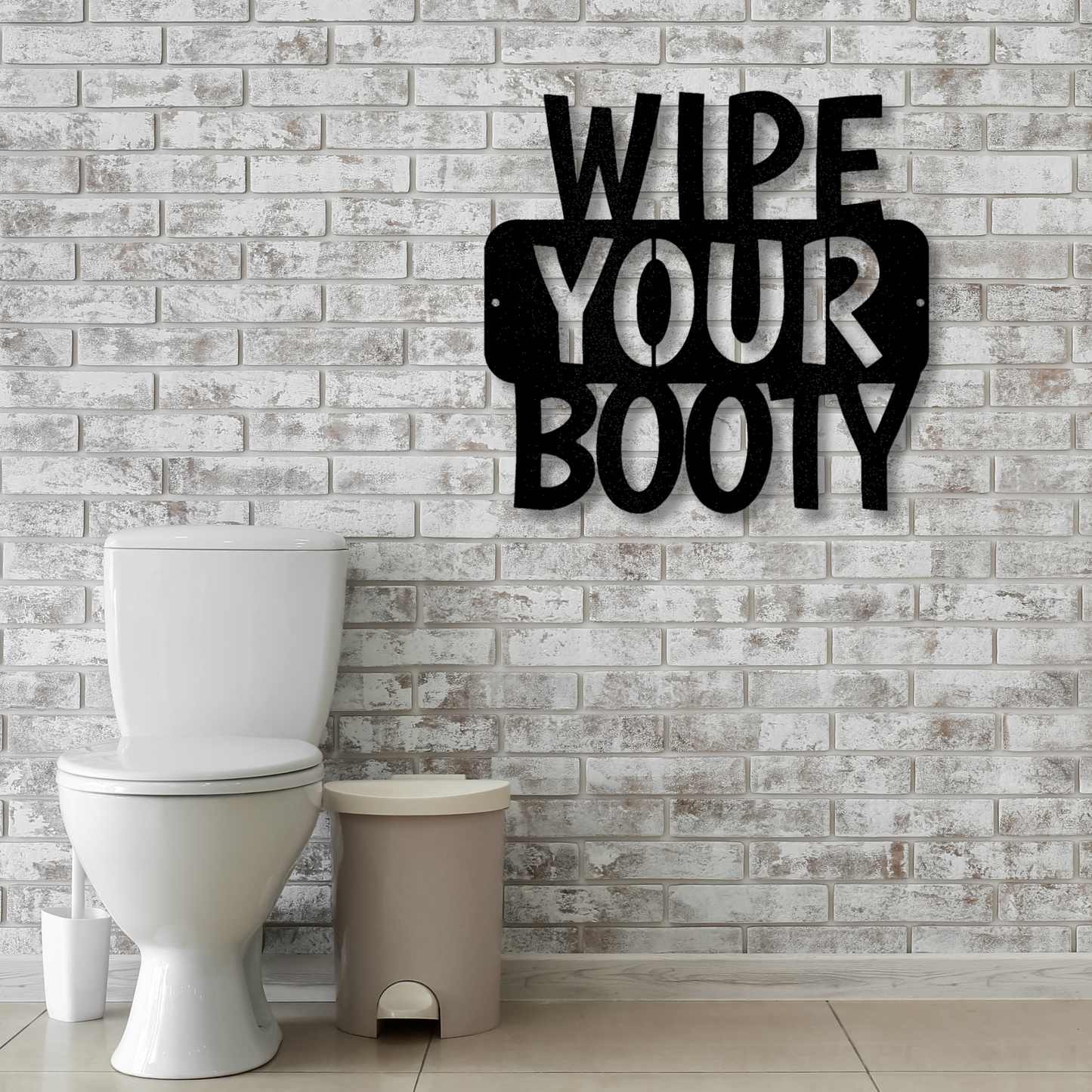 Wipe Your Booty Quote Metal Steel Sign, Funny Bathroom Rules Sign, Boys Bathroom Hanging, Bathroom Wall Art.