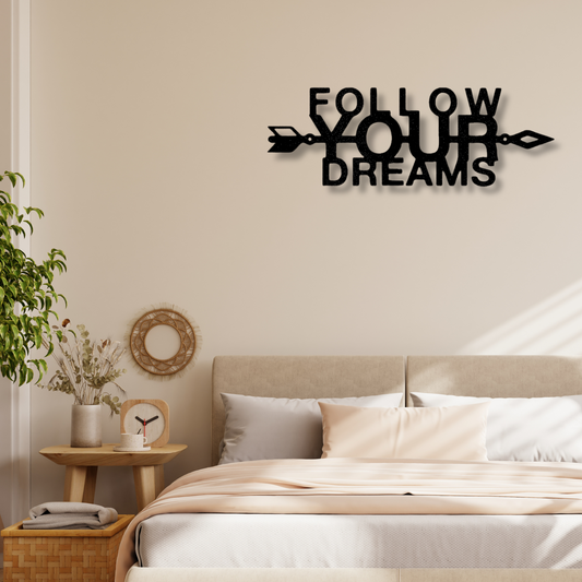 Follow Your Dreams Metal Sign, Kids Room Wall Art, Inspirational Decor, Motivational Metal Art, Dream Quote Sign, Locker Room Wall Decor