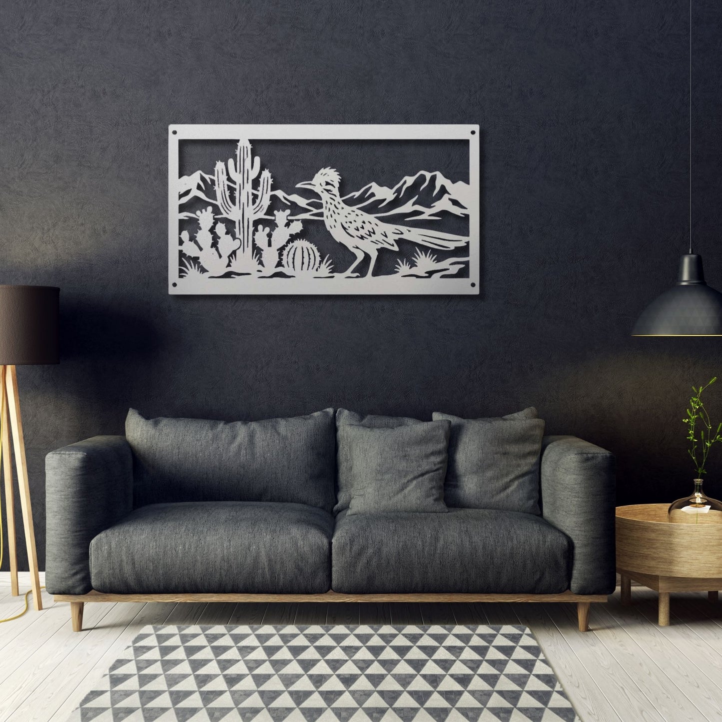 Roadrunner Metal Wall Art, Geometric Bird Sign, Minimalist Metal Wall Decor, Living Room Over The Bed Art, Modern Desert Bird, Housewarming