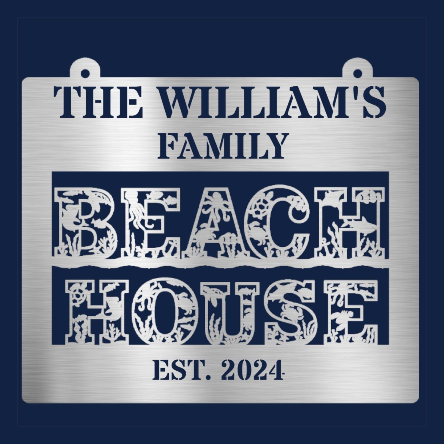 Personalized Family beach house metal sign, Custom beach decor, coastal home wall art