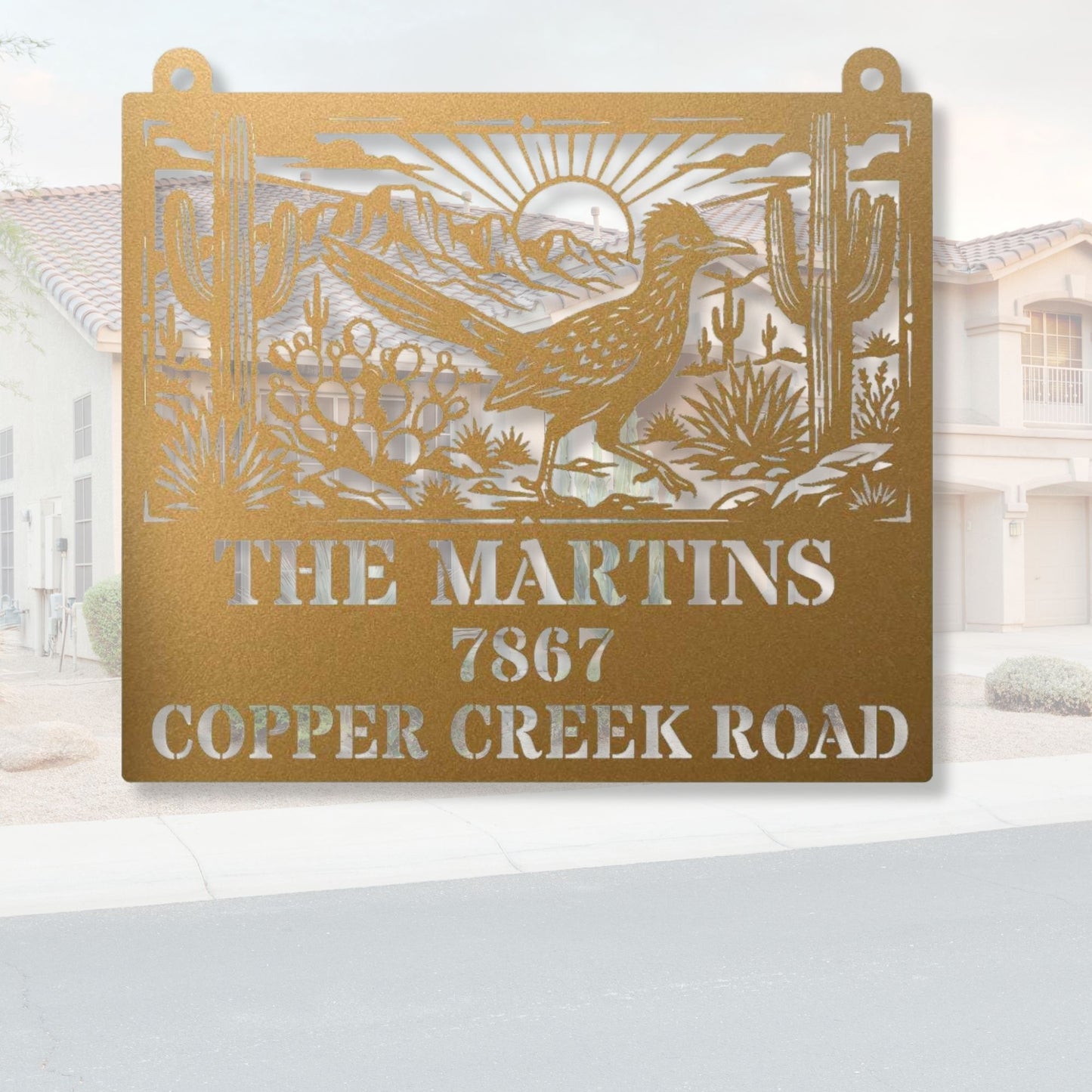 Custom Road Runner Address Sign, Metal House Numbers Plaque, Personalized Family Name Sign, New Home Gift, Outdoor Metal Wall Art, Decor