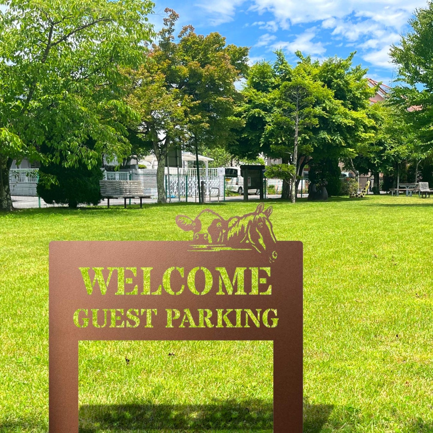 Custom Metal Parking Stake Sign | Personalized Property No Parking Sign | Custom Outdoor Metal Decor | Office Reserved Parking Metal Art