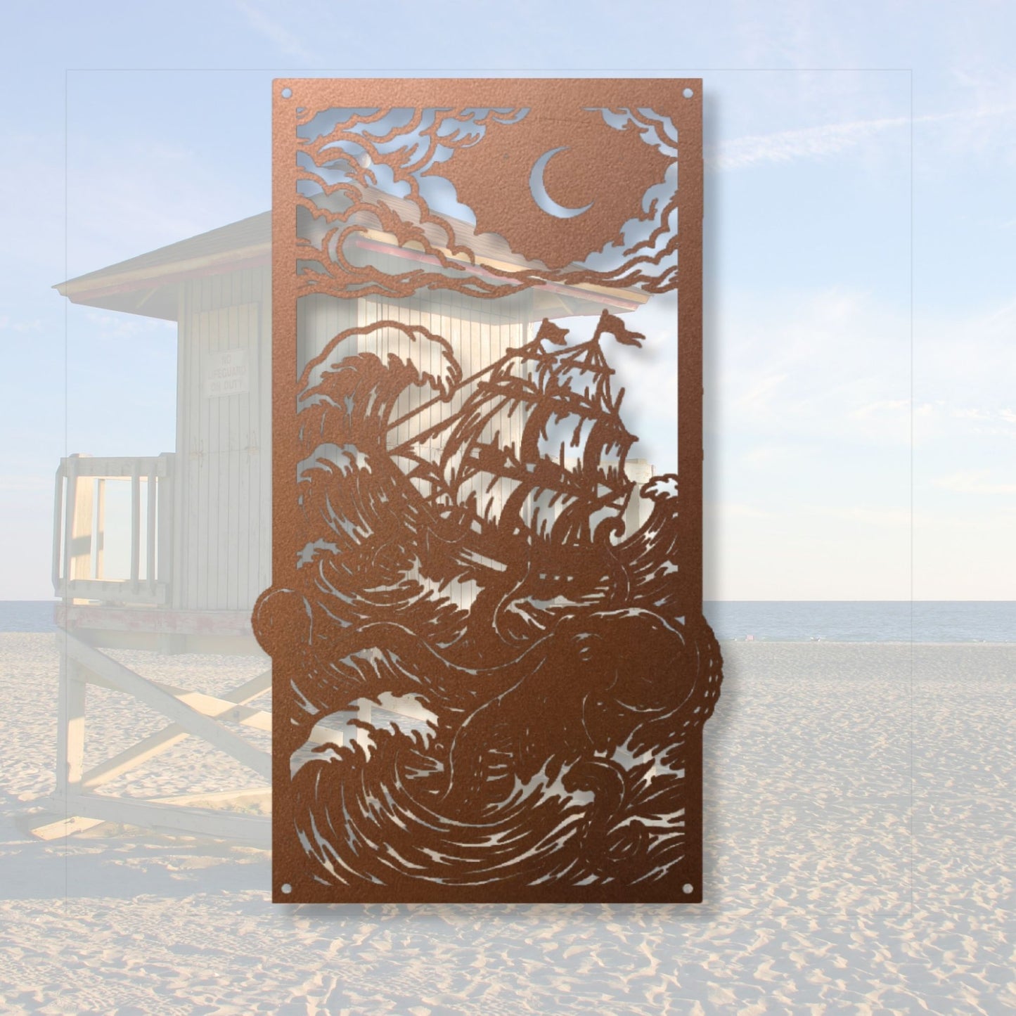 Kraken Metal Wall Art, Kraken Decor, Octopus Wall Art, Sea Creature Metal Art, Ocean Nautical Decor, Mythical Sea Monster Wall Hanging
