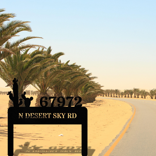 Saguaro Cactus Address Metal Stake Sign, Horizontal Address Sign, Desert Address Signage, House Address, Customized Metal House Number Stake