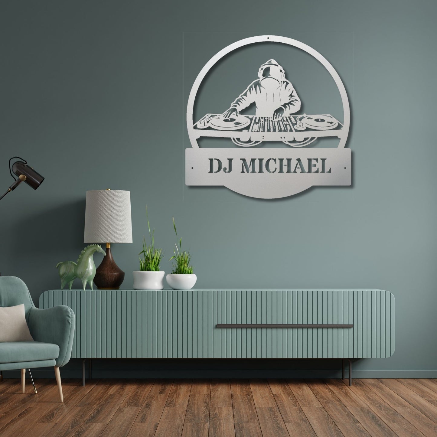 Personalized DJ Metal Wall Art, Custom DJ Gift, Music Wall Decor, DJ Studio Art, Music Lover Gift, Turntable Metal Sign, DJ Room Decor