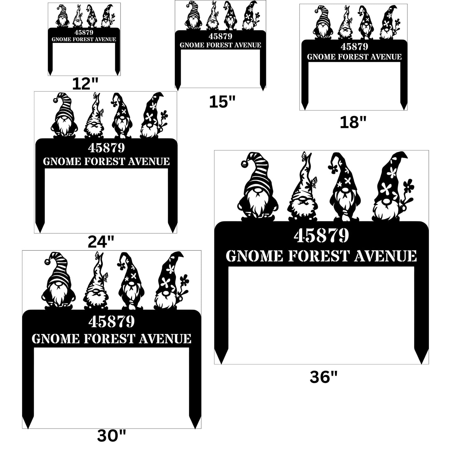 Custom Gnome Address Stake Sign, Personalized Yard Address Sign, Garden Gnome Decor, Outdoor Address Plaque, Lawn Stake