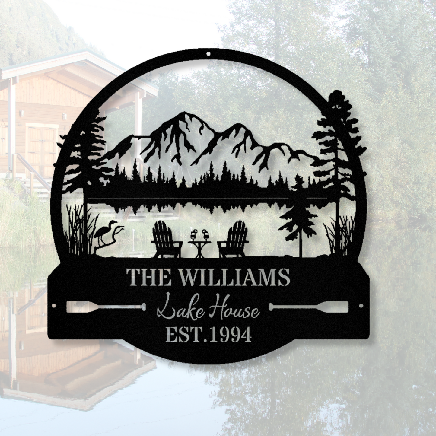 Lake House Wall Metal Sign, Farmhouse Gift, Mountain House Sign, Family Name Sign, Campsite Decor, Cabin Wall Decor, Address Sign, Est. Sign