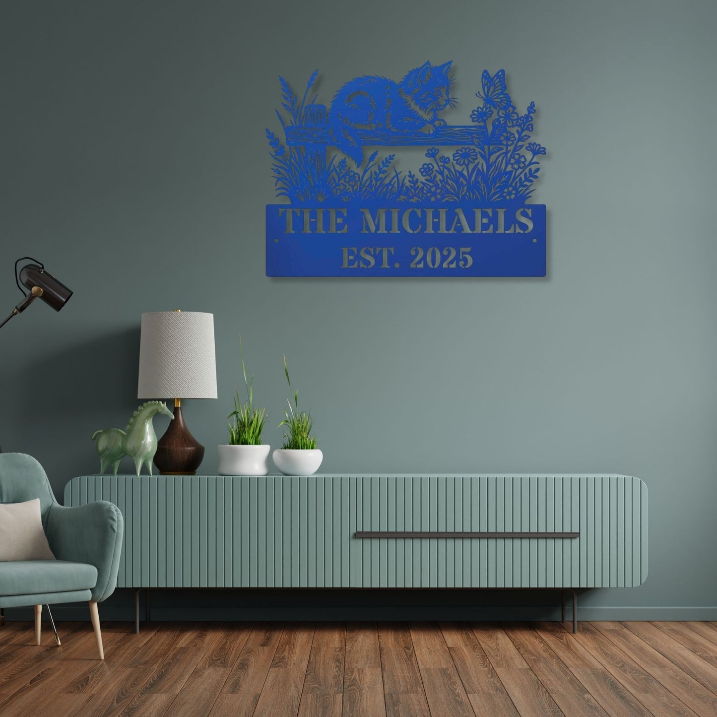 Personalized Cat Metal Sign, Custom Pet Wall Art, Cat Lover Gift, Metal Name Sign for Cat, Cute Kitten Silhouette, Custom Outdoor Pet Decor