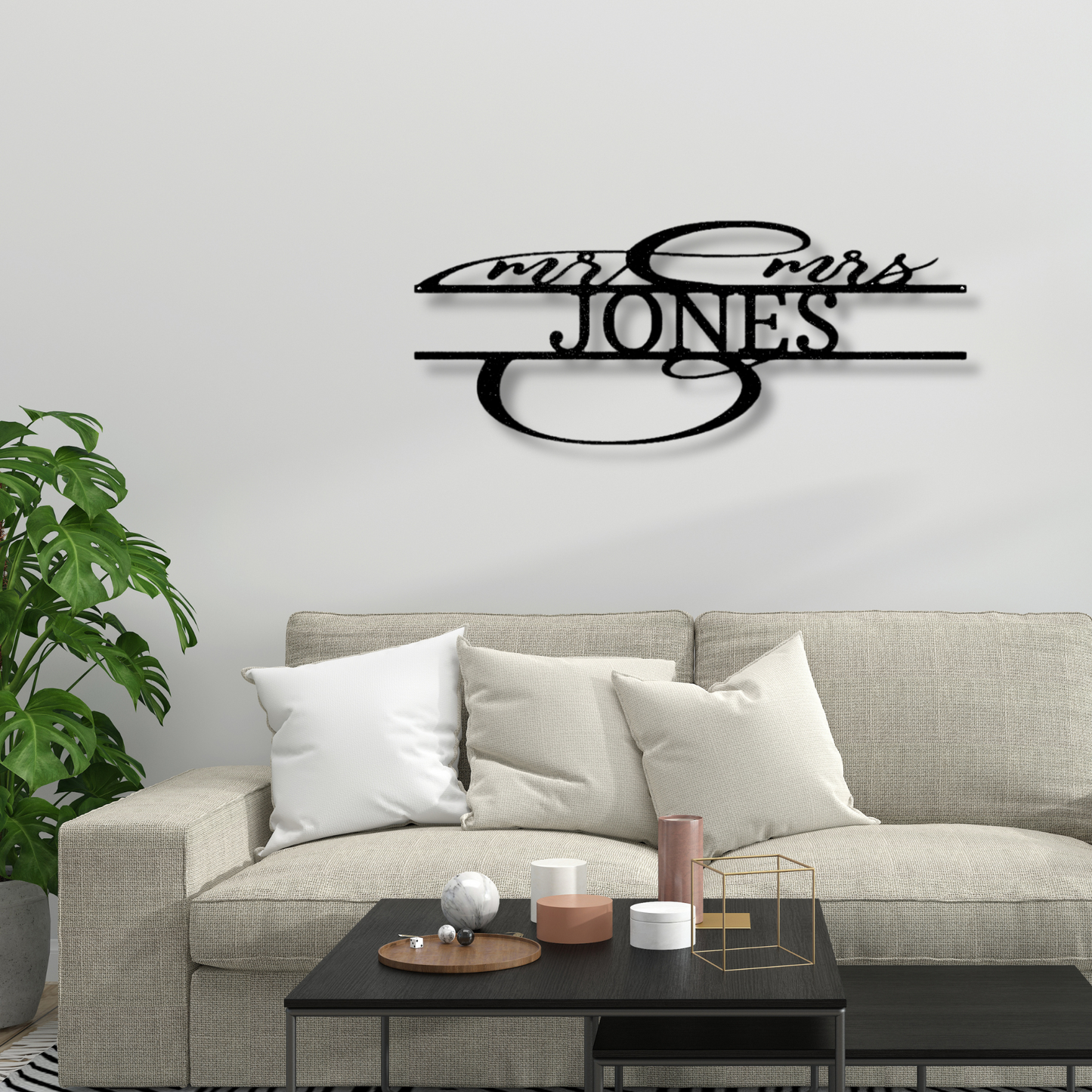 Custom Fancy Mr And Mrs Metal Sign, Personalized Mr And Mrs Monogram, Wedding Anniversary Decor, Housewarming Decor, Livingroom Wall Art Hanging.