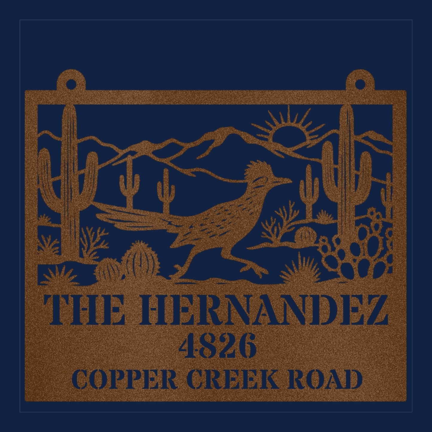 Custom Roadrunner Address Sign, Personalized Metal House Number Sign, Southwest Decor