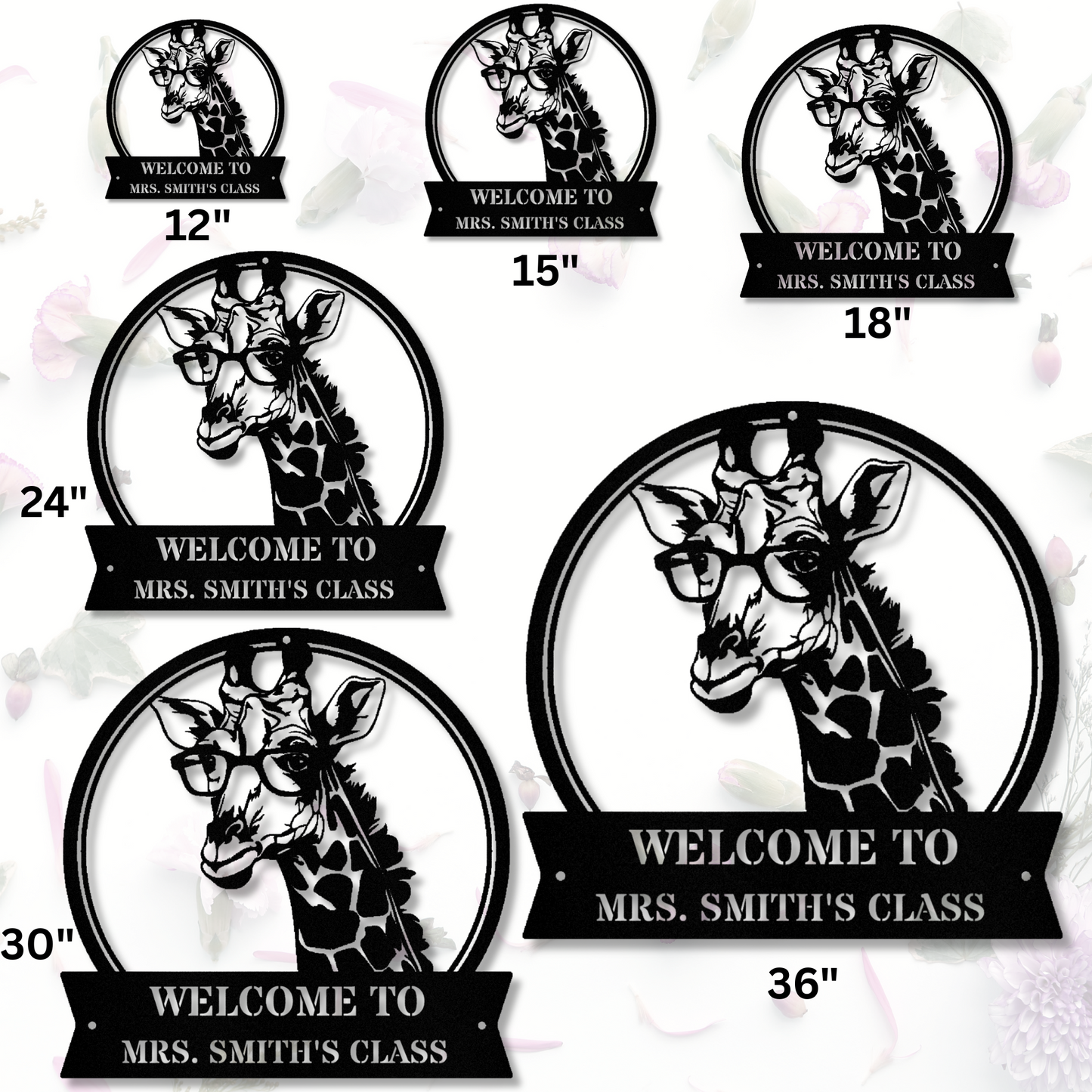 Custom Name Giraffe Metal Sign, Personalized Giraffe Sign, Giraffe Wall Hanging, Living Room Decor, Animal Lover Gift, Custom Metal Sign