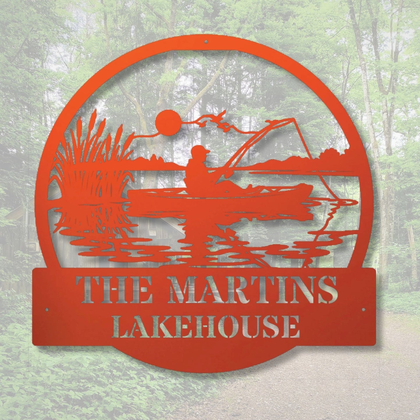 Custom fishing cabin sign, personalized fishing decor, lake house sign, fisherman gift, rustic cabin wall art, fishing lodge decor