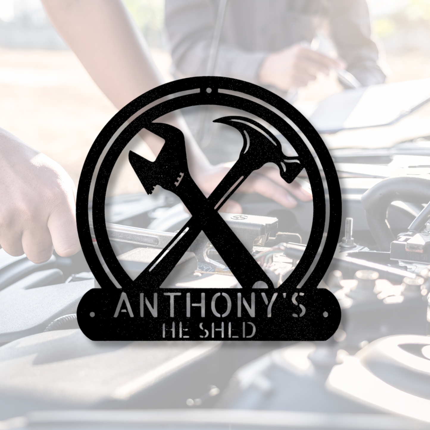 Custom Crafty Metal Sign, Personalized Crafty Monogram, Garage Wall Decor, Outdoor Wall Hanging, Birthday Gift For Mechanic Dad.