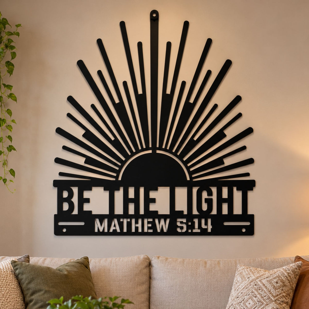 Matthew 5:14 Be The Light Sunburst Metal Wall Art, Christian Scripture Decor, Faith Based Metal Sign, Religious Home Decor, Bible Verse Wall Hanging