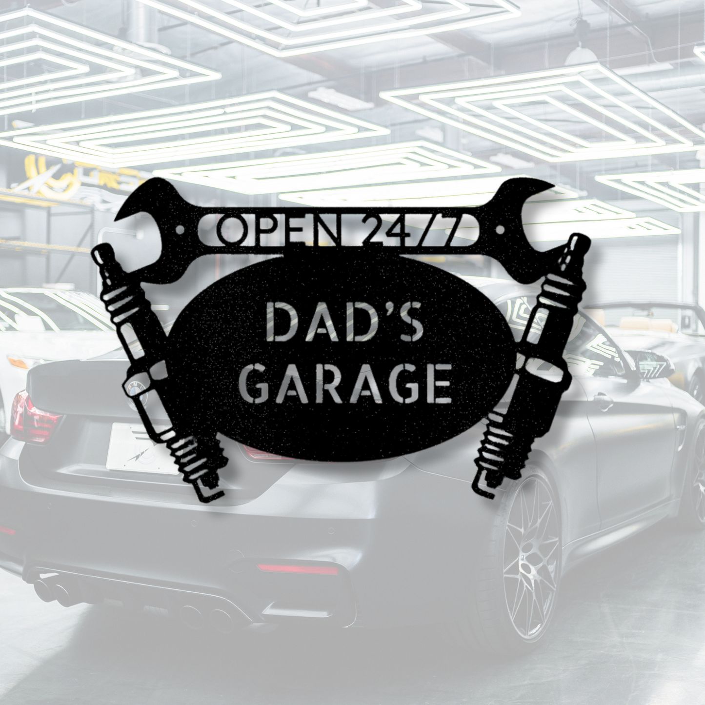 Personalized Car Garage Metal Sign, Spark Plugs Decor,Mechanic Shop Sign, Established Sign, Automotive Lover Gift, Custom Car Lover Gifts