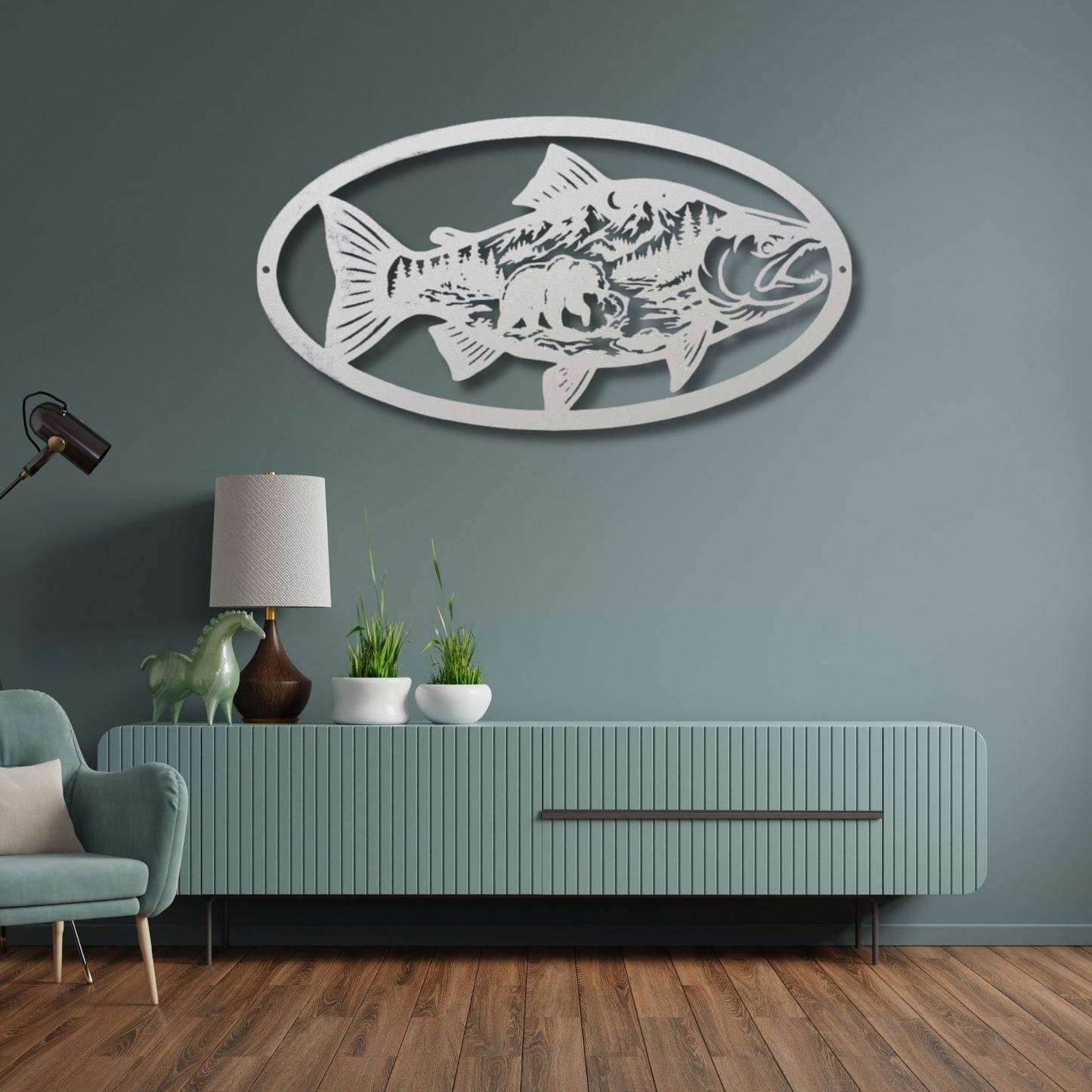 Fishing Cabin Metal Wall Art, Lake House Decor, Custom Fisherman Gift, Rustic Cabin Name Sign, Metal Fish Sign, Lodge Wall Decor, Outdoor Art