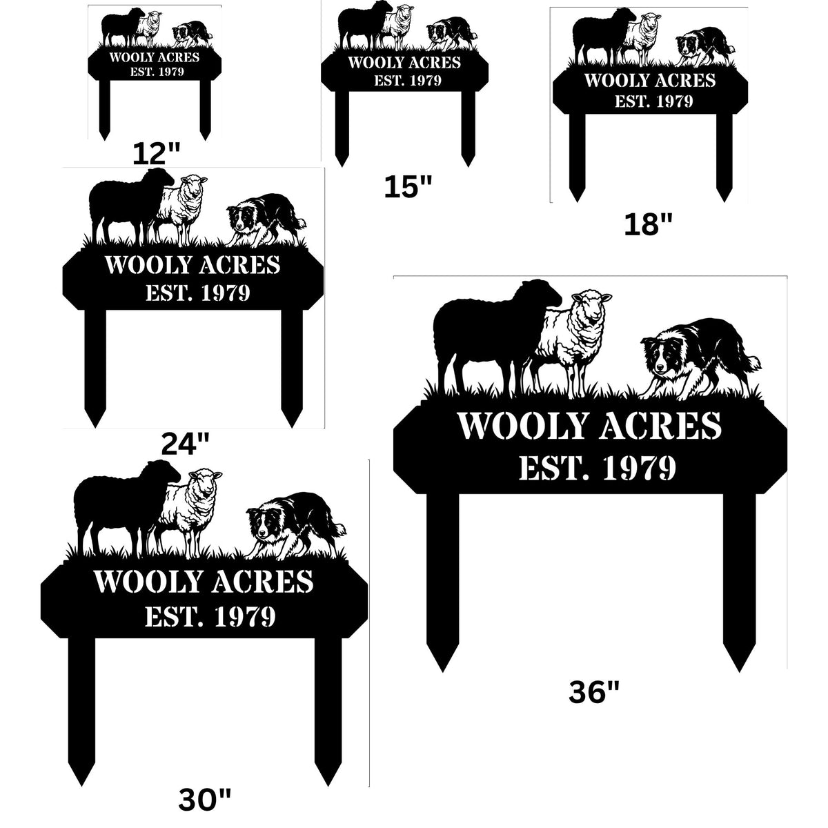 Personalized Sheep Farm Metal Sign, Custom Border Collie Dog Wall Decor, Metal Ranch Name Sign, Outdoor Livestock Steel Art, Country Gift