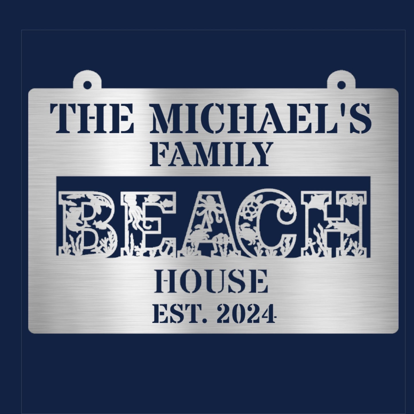 Personalized Beach House Metal Sign, Custom Beach House sign, Beach Themed Gift for Home