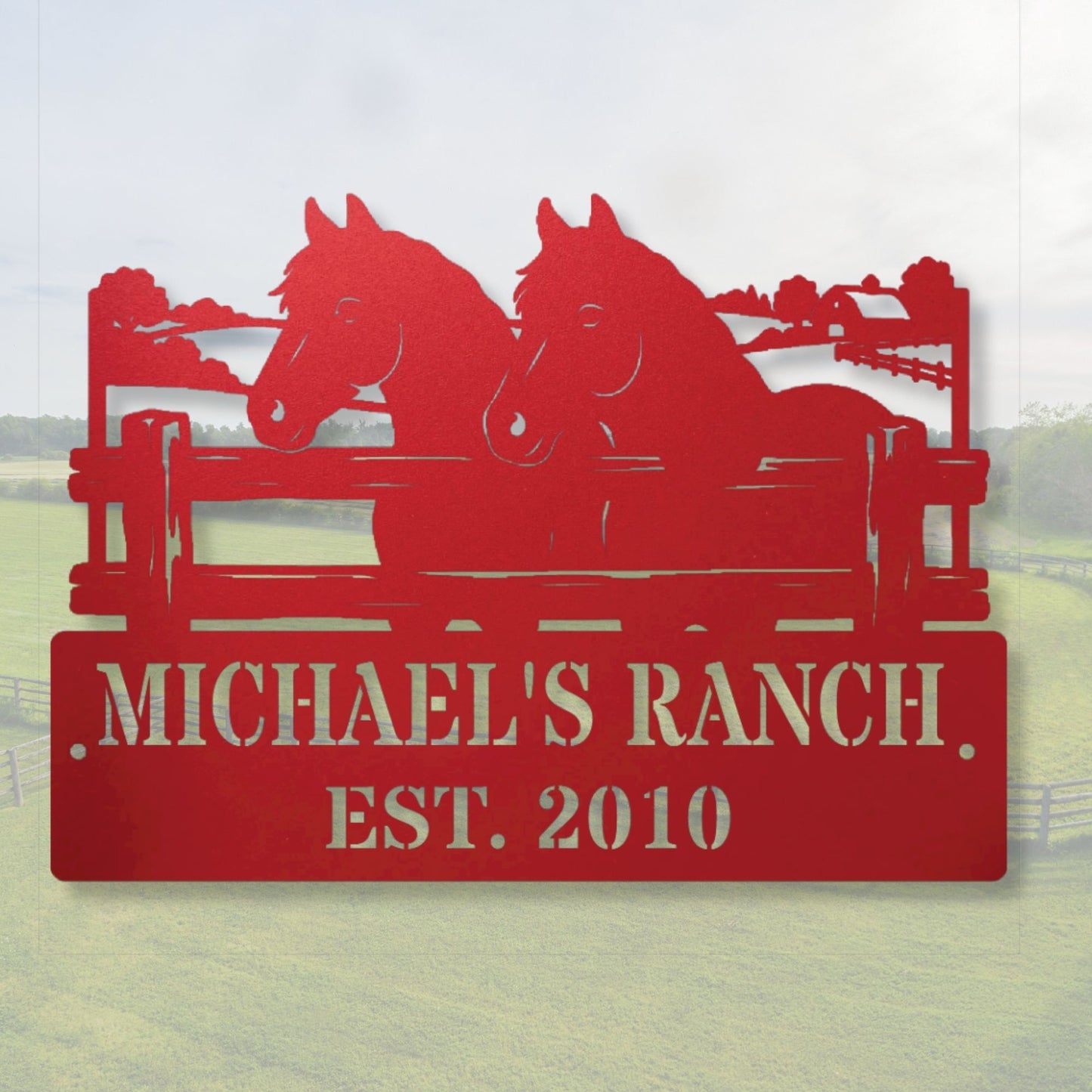 Custom Horse Ranch Metal Sign, Personalized Farm Sign, Equestrian Decor, Rustic Stable Sign, Horse Barn Decor, Western Home Gift