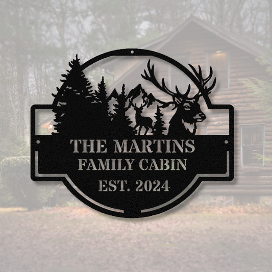 Personalized Cabin Metal Sign, Custom Name Metal Sign, Wall Art Decor, Deer Hunter Gift, Deer Metal Sign, Last Name Metal Sign, Cabin Wall Hanging