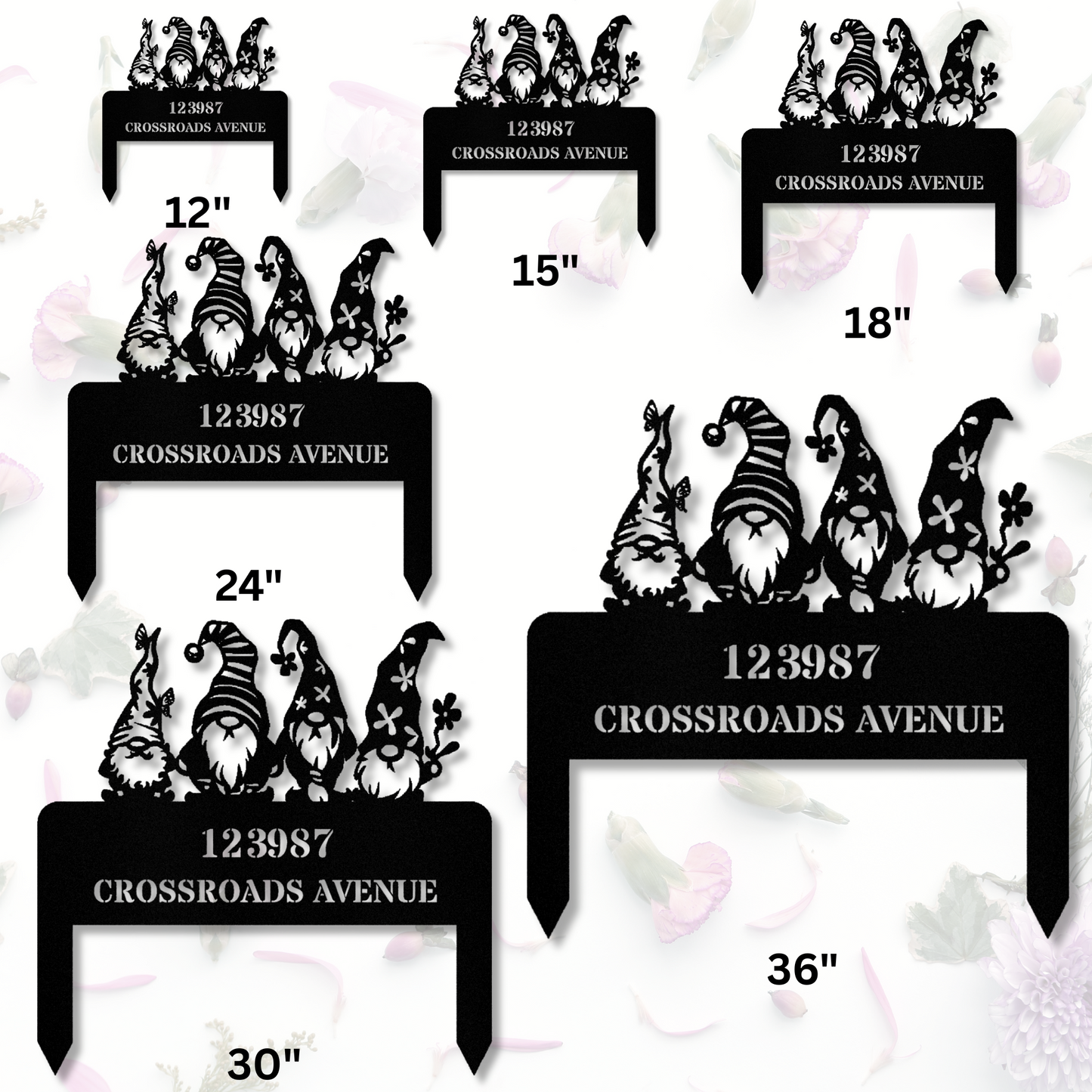 Personalized Gnome Address Metal Stake, House Number Sign, House Address Plaque, Wedding Gift, Address Signage, Gnome Outdoor Decor