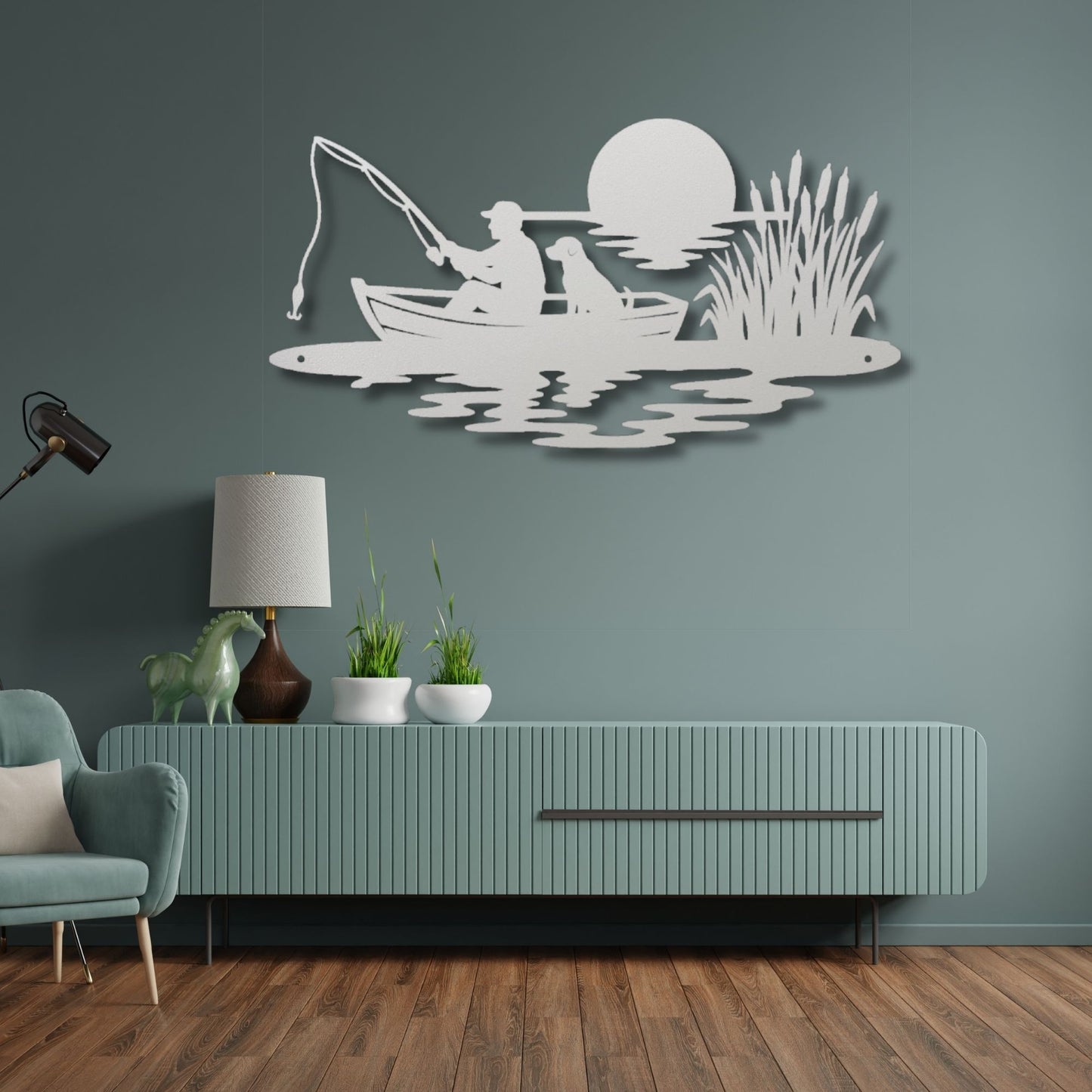 Metal Fisherman Wall Decor, Fishing Wall Art, Fisherman Gift, Lake House Decor, Cabin Wall Art, Rustic Metal Decor, Angler Gift for Him