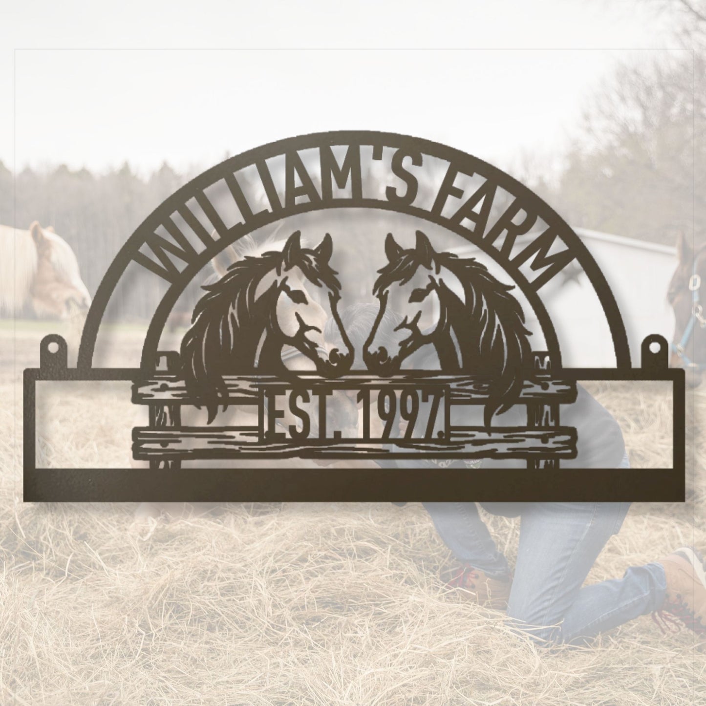 Custom Horse Farm Metal Sign, Personalized Farm Sign, Equestrian Decor, Ranch Sign, Barn Sign, Stable Decor, Horse Lover Gift