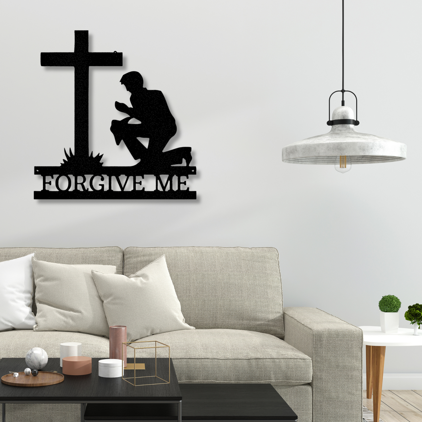 Custom Kneeling Man Metal Sign, Personalized Kneeling Man Monogram, Thanksgiving Gift For Religious Dad, Housewarming Gift, Son To Father Gift.