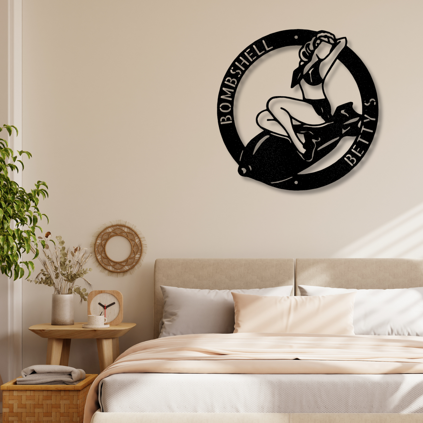 Bomber Lady Metal Sign, Small Business Metal Sign, Female Silhouette, Wall Hanging Decor, Personalized Man Cave Sign, Large Wall Metal Sign