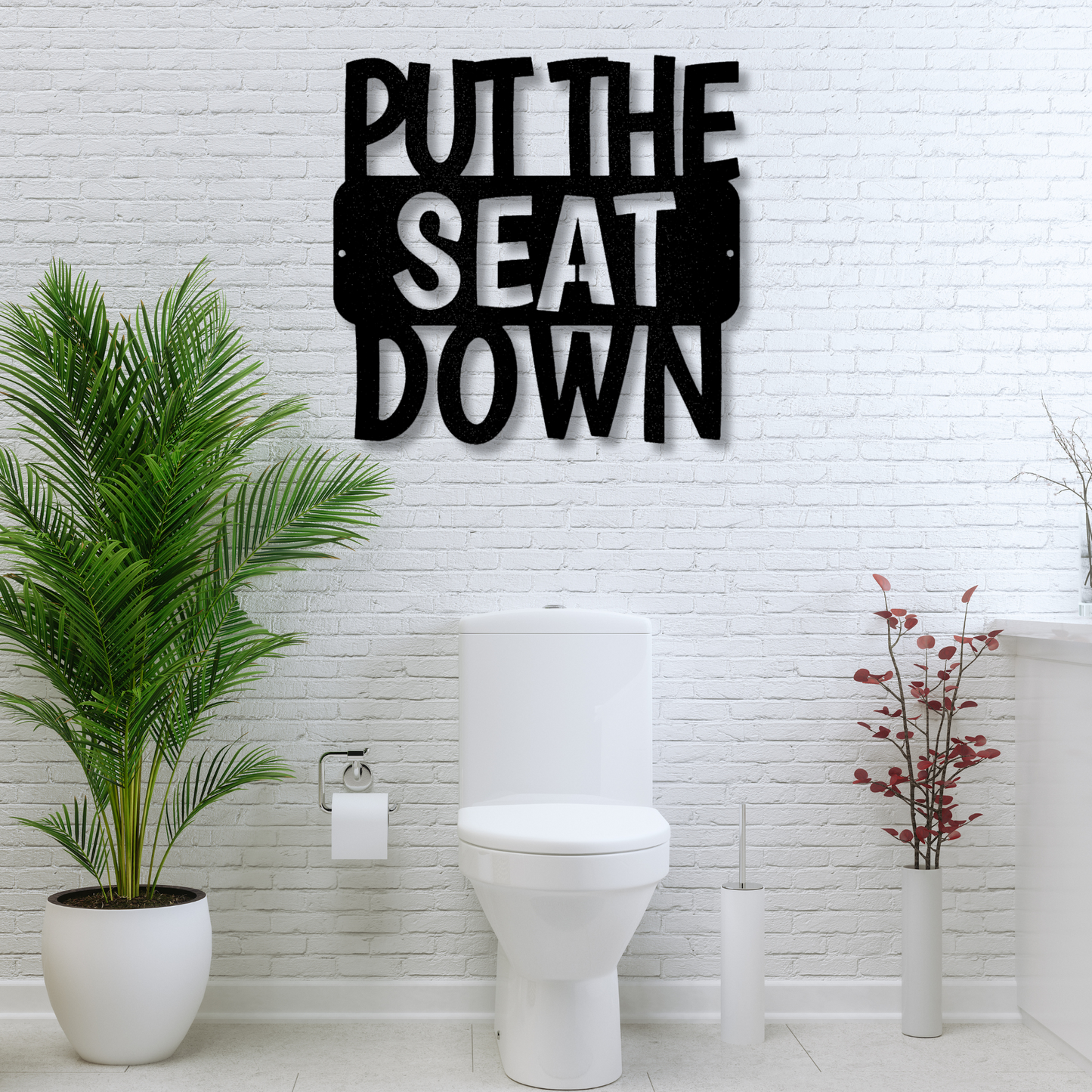 Put the Seat Down Quote Metal Steel Sign, Bathroom Sign Wall Art Signs, Bathroom Wall Art Quotes, Home Wall Signs, Bathroom Rules Art