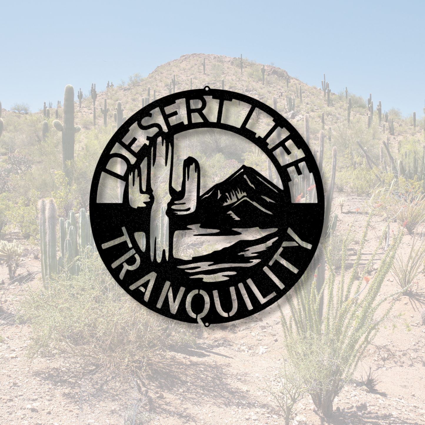 Custom Desert Life Metal Sign, Personalized Cactus Mountain Wall Art Decor, Birthday Gift For Dad, Home Wall Hanging, Welcome Address Sign.