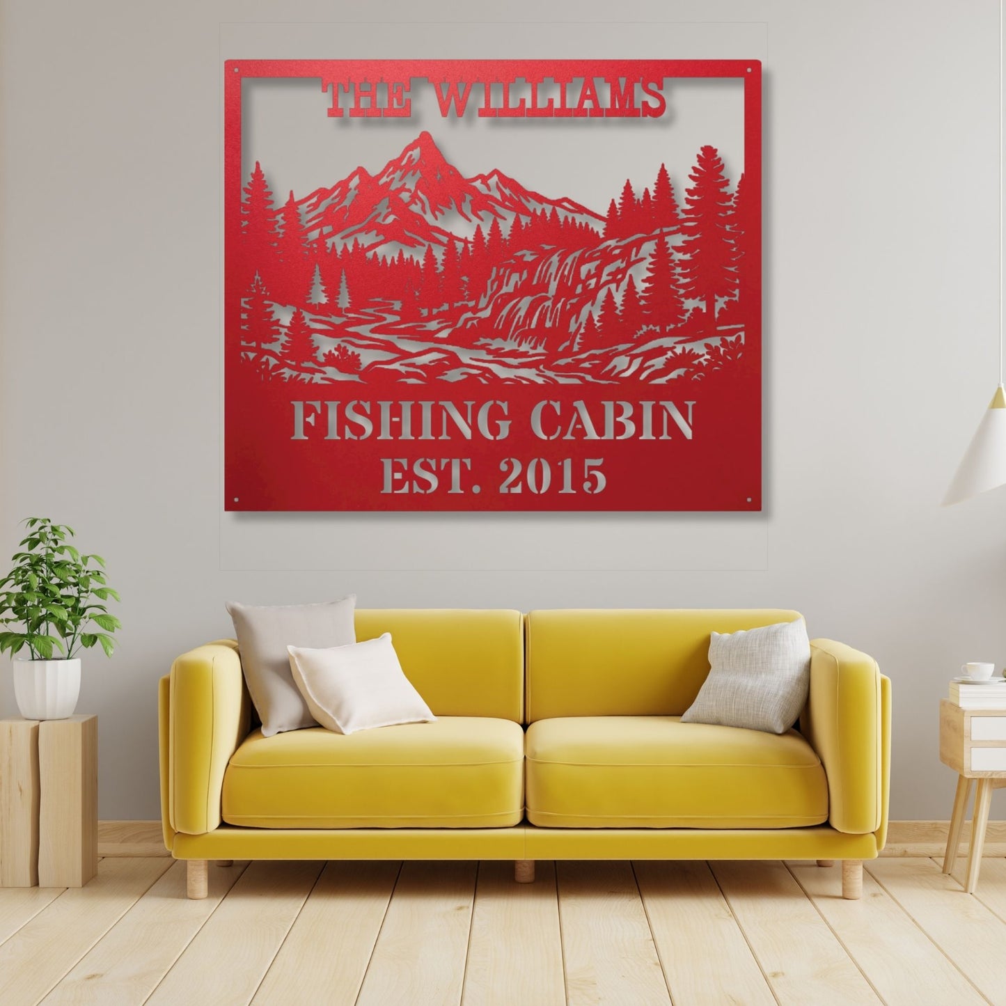 Custom fishing cabin metal decor, Fishing wall art, Rustic cabin sign, Fisherman gift, Lake house decor, Personalized metal sign