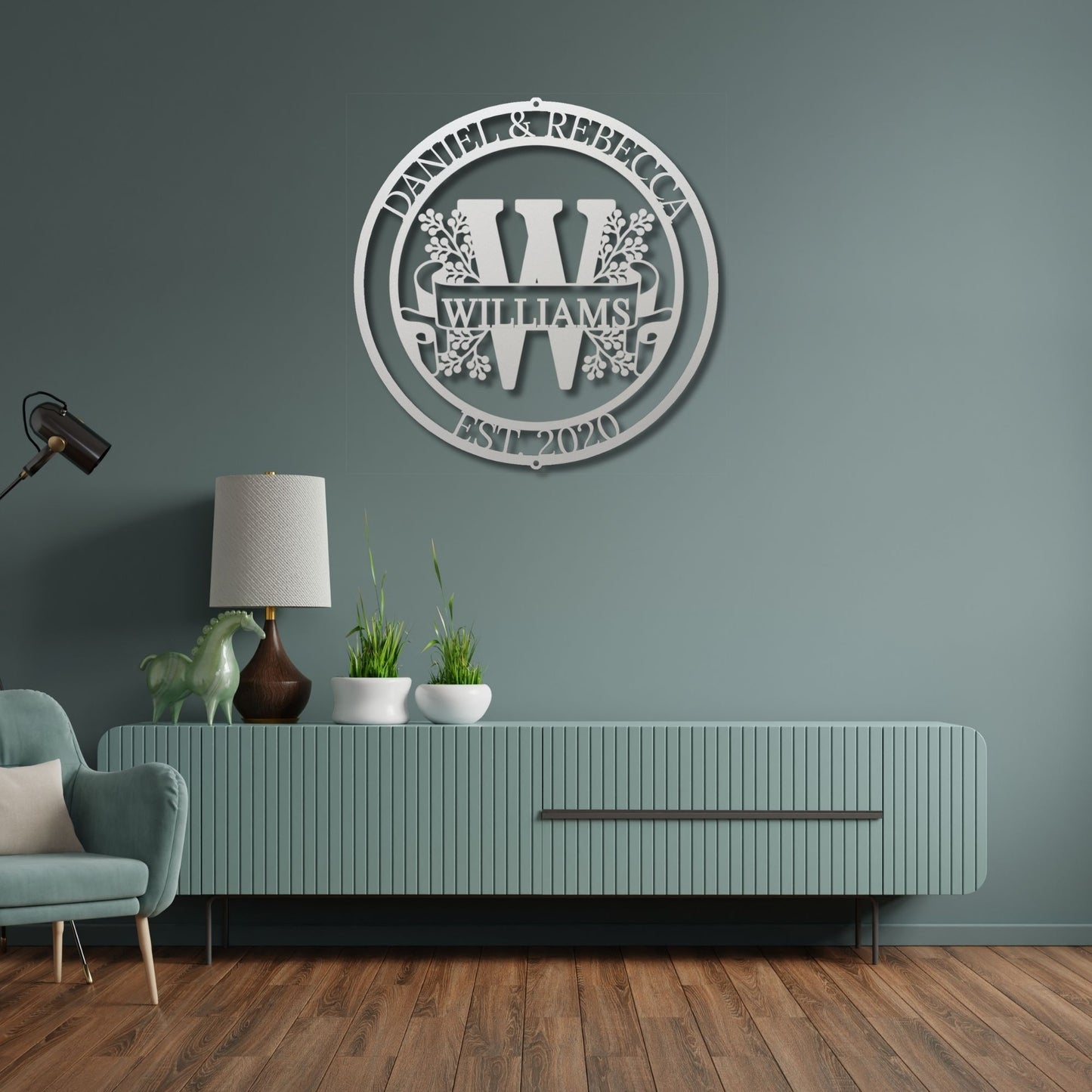 Custom Monogram Metal Sign with Family Name | Personalized Wedding Gift | Est Last Name Sign, Anniversary Gift for Parents, Outdoor Wall Art
