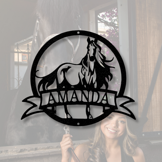 Custom Majestic Horse Steel Sign, Personalized Majestic Horse Metal Sign, Birthday Gift For Horse Lover, Living Room Decor, Indoor Wall Hanging.