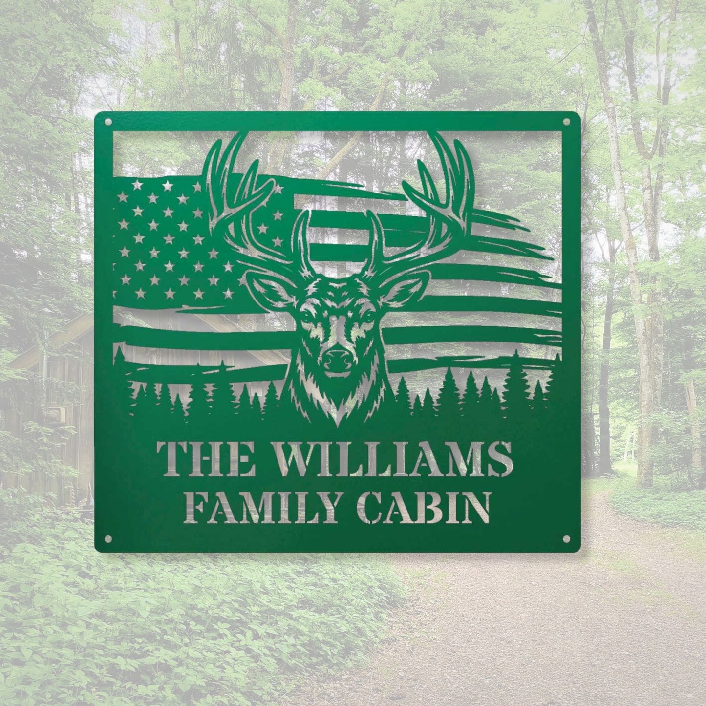 Personalized Hunting Gift for Men | Custom Deer Metal Art | Family Name Sign Outdoor, Buck and Doe Art, Father's Day Gift, Campsite Sign