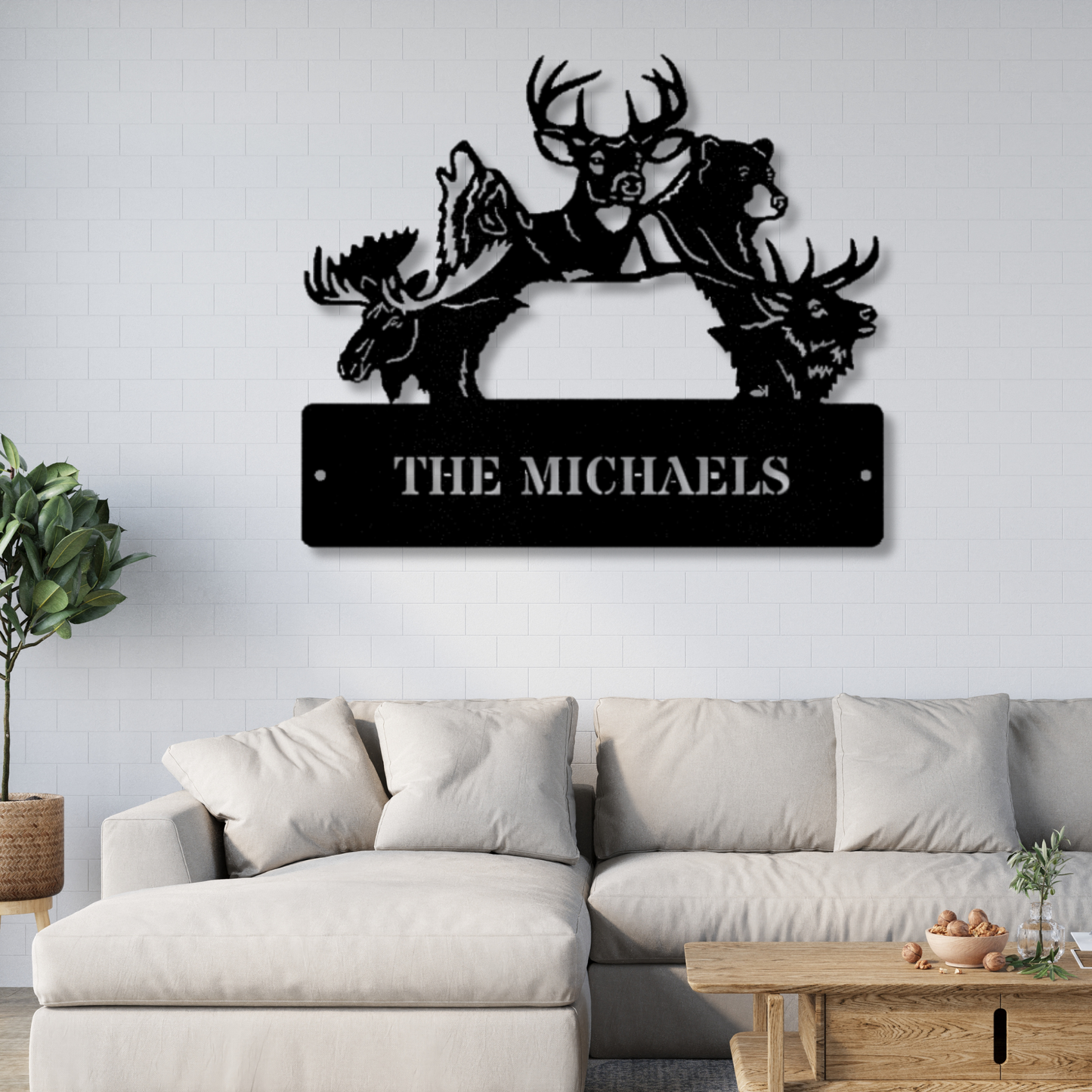 Personalized Hunting Metal Sign, Last Name Wildlife Metal Sign, Elk Wolf Deer Bear Metal Sign, Hunter Husband Sign, Mountain Cabin Wall Decor, Family Name Sign