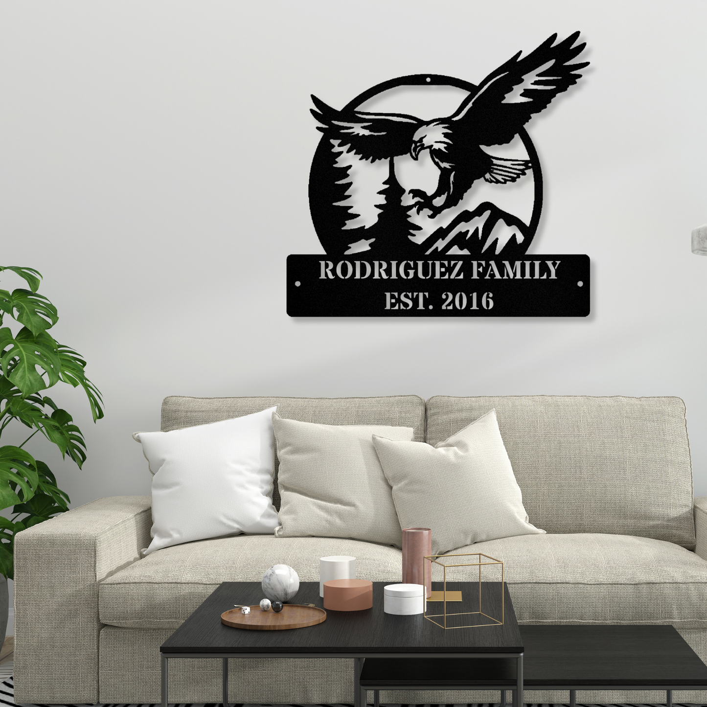 Custom Eagle Metal Sign, Family Wall Metal Sign, Patriotic Wall Hanging, Eagle Wall Decor, Last Name Wall Sign