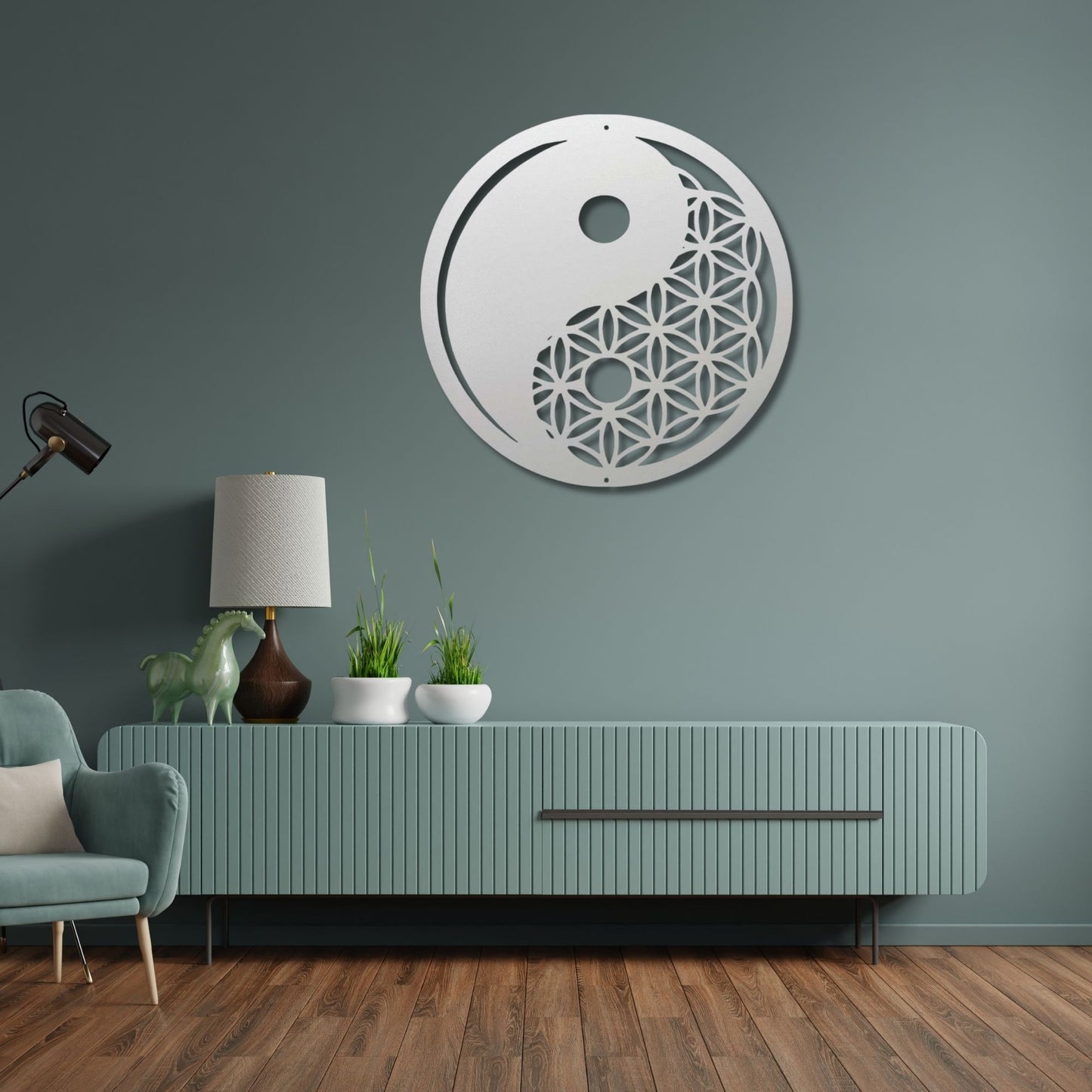 Metal Yin Yang Wall Art, Outdoor Metal Tree Sign, Zen Garden Decor, Patio Wall Hanging, Weatherproof Metal Art, Housewarming Gift Idea